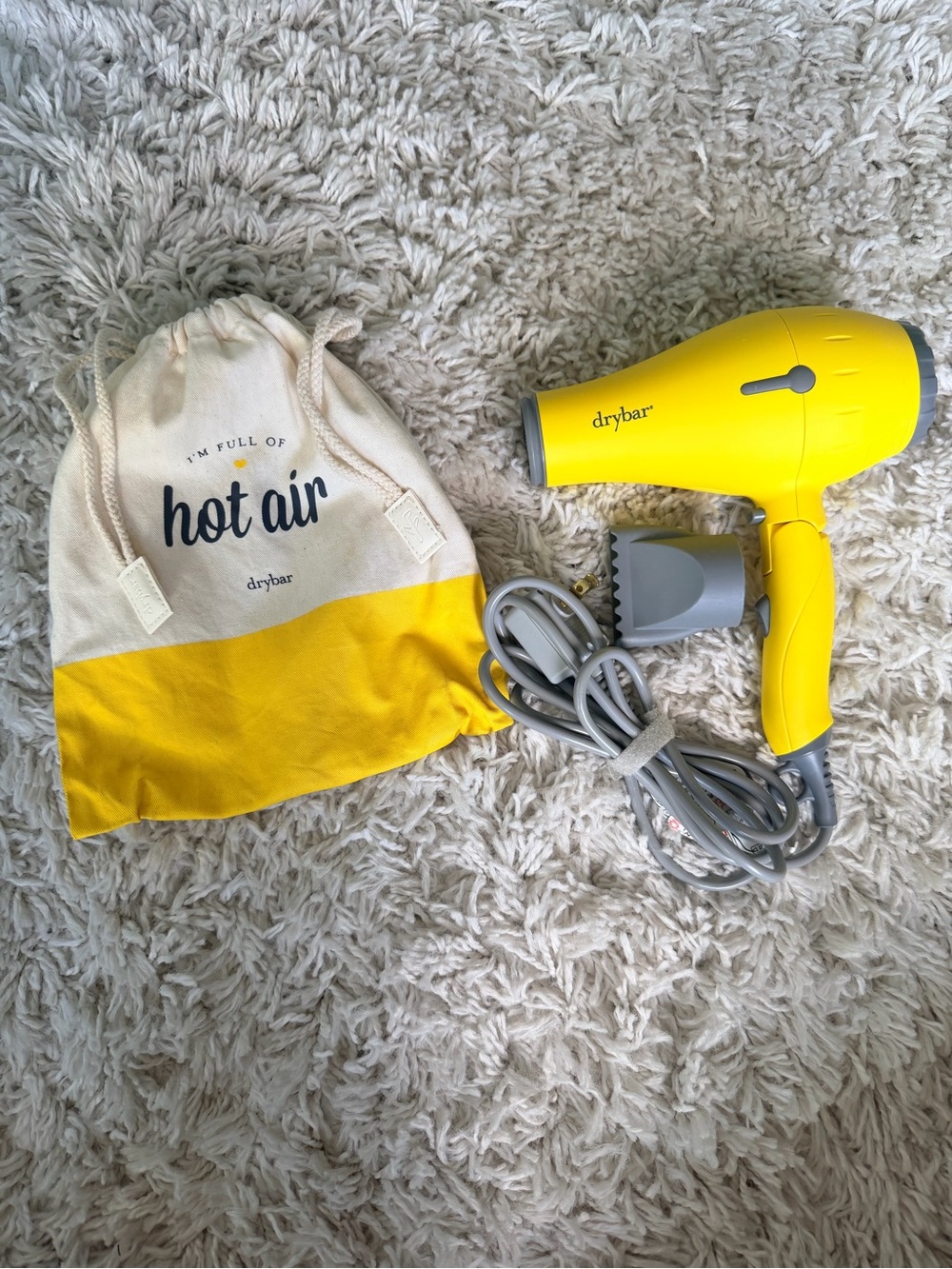 Drybar Baby Buttercup Travel Blow Dryer Foldable Dual Voltage w/ Bag